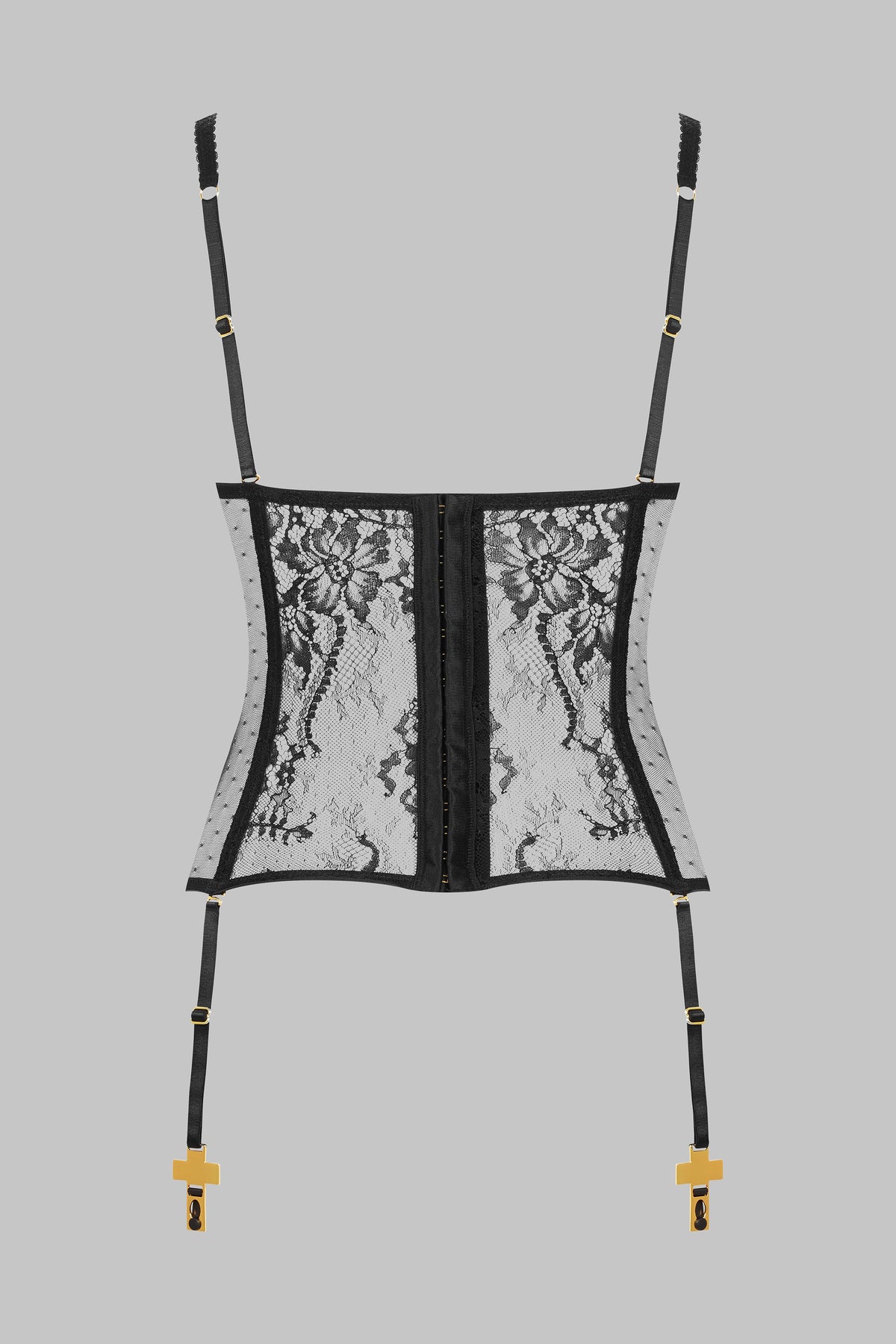Lace Corset with Cross Garter Straps - Inspiration Divine