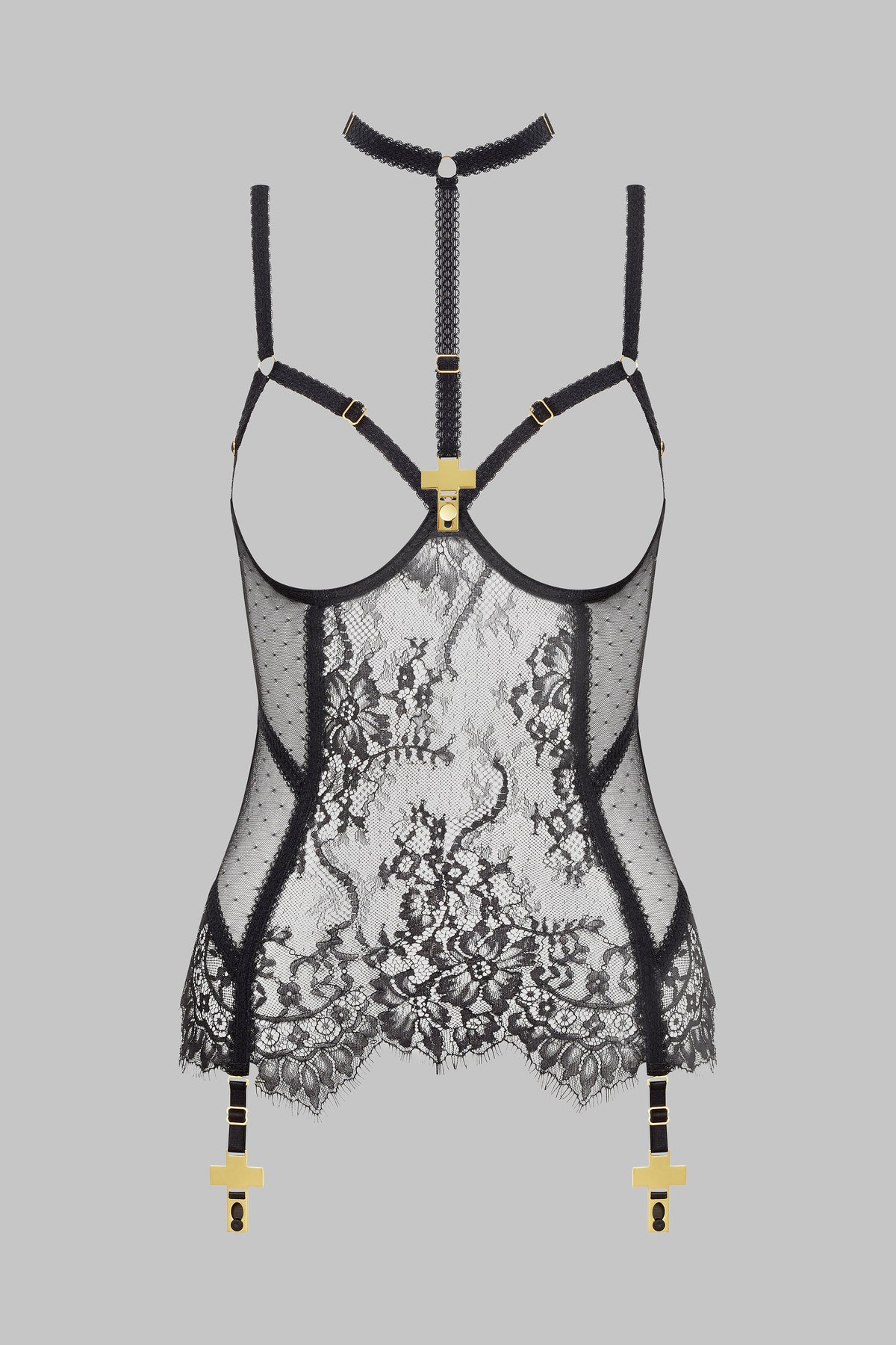 Open Corset with Cross Harness and Garter Straps - Inspiration Divine