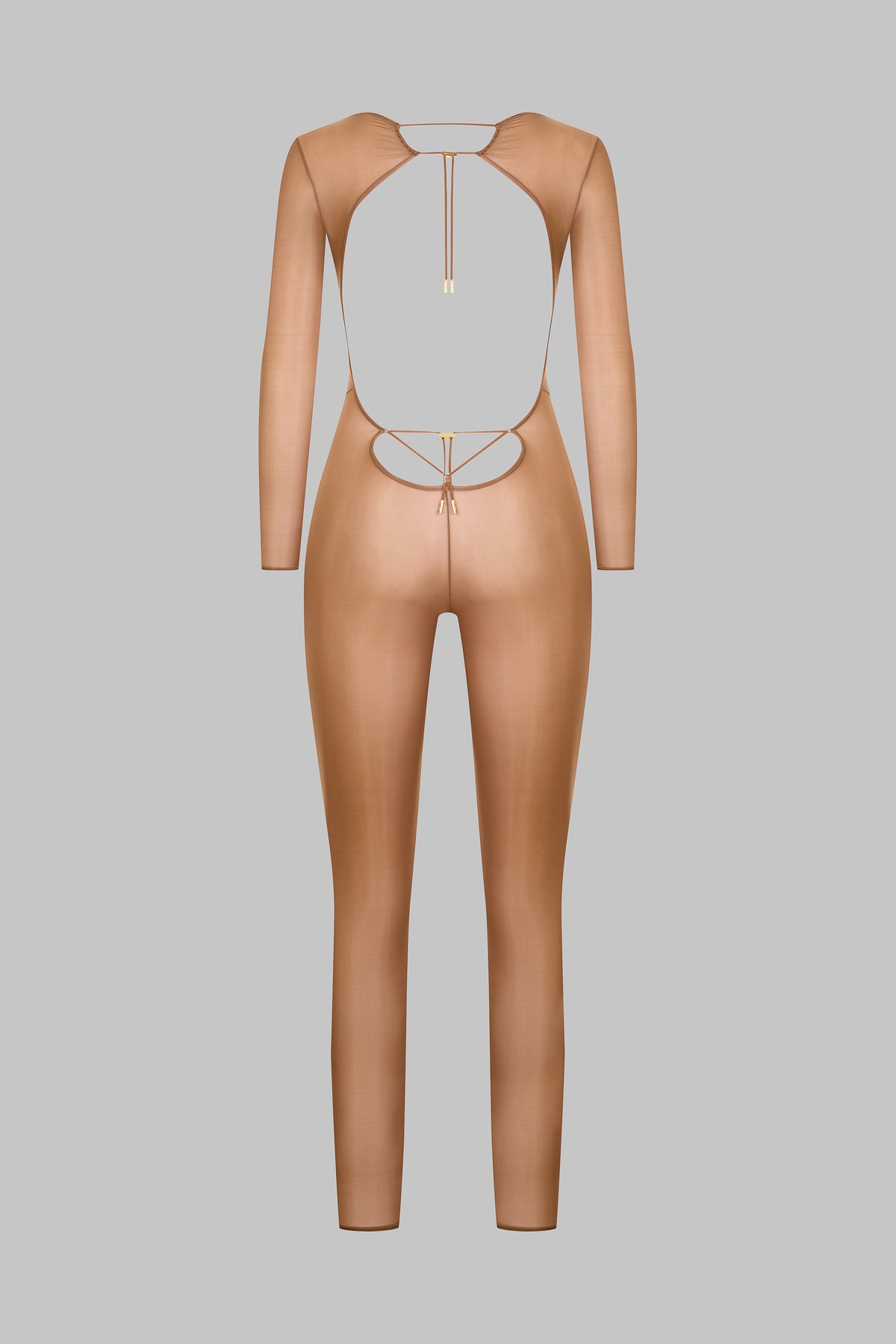 Open Back Long Sleeve Catsuit - French Kiss Light