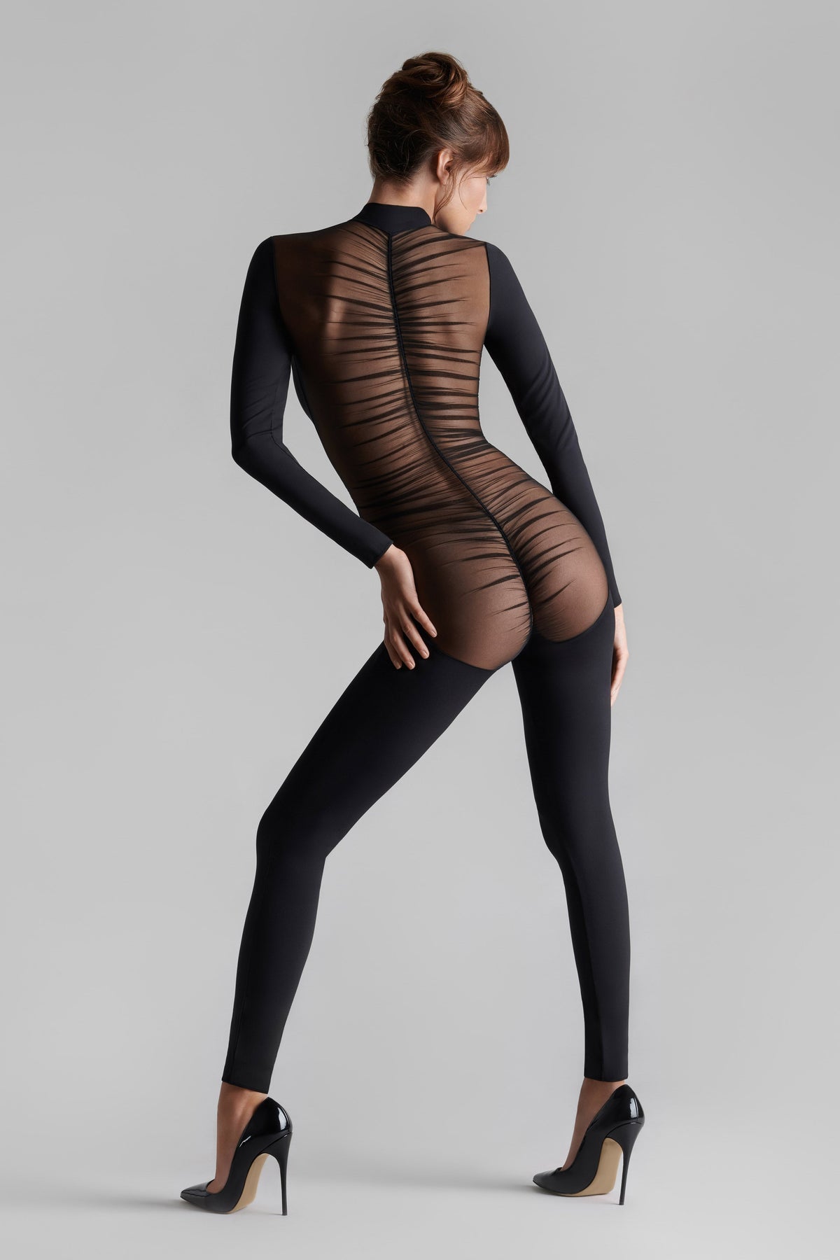 Sheer-Back Catsuit - Nuit Fauve