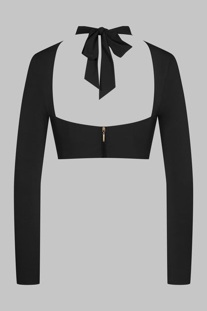 Long-Sleeve Halter Top - Nuit Fauve