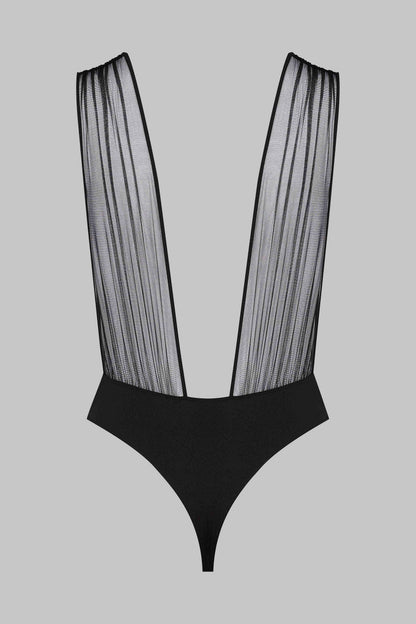 V-Neck Thong Bodysuit - Nuit Fauve