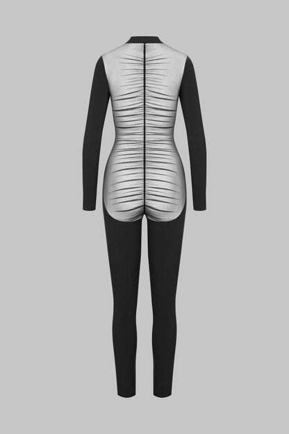 Sheer-Back Catsuit - Nuit Fauve