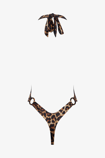 Swimsuit Scarf One-Piece - Safari