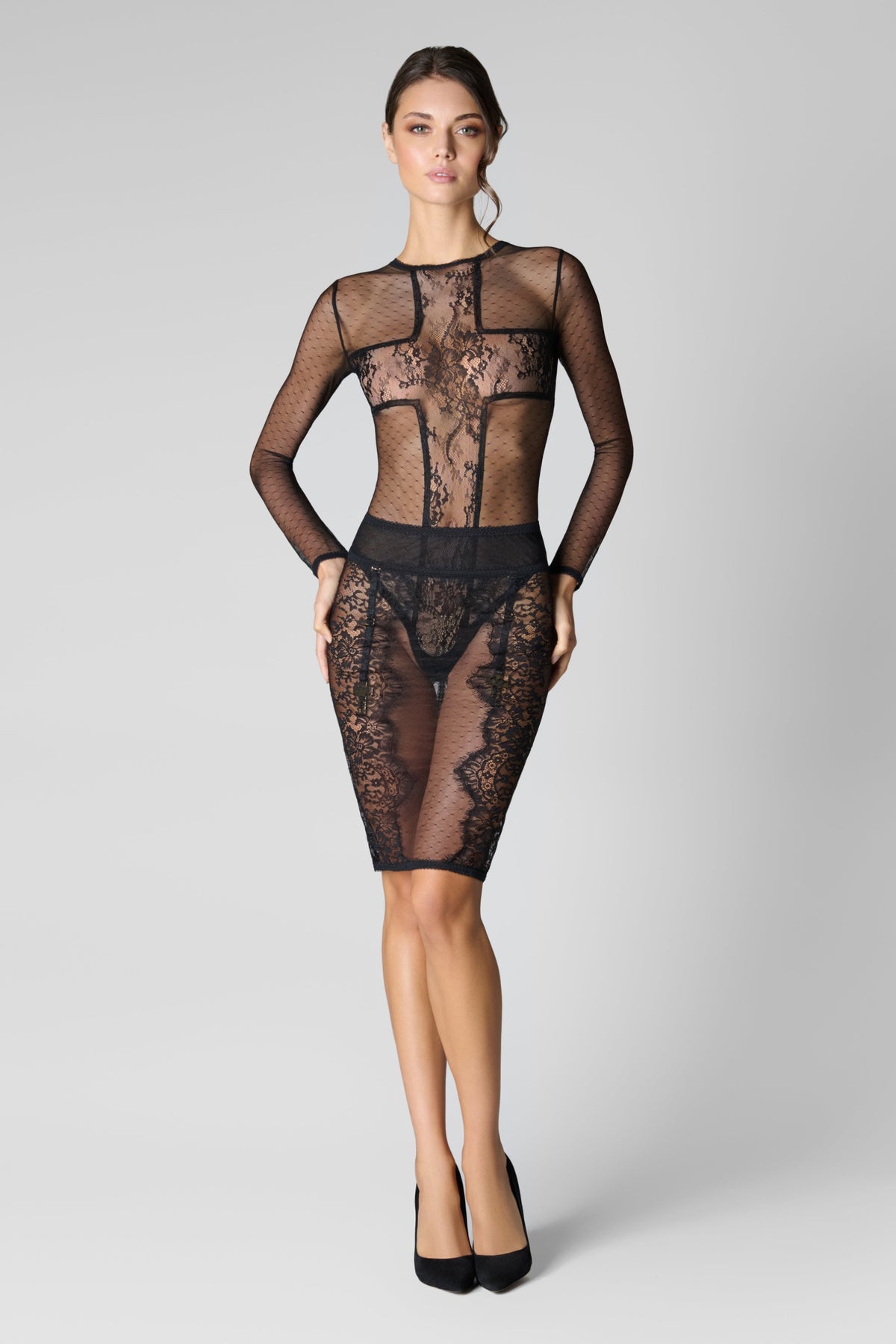 Pencil Skirt with Cross Garter Straps - Inspiration Divine
