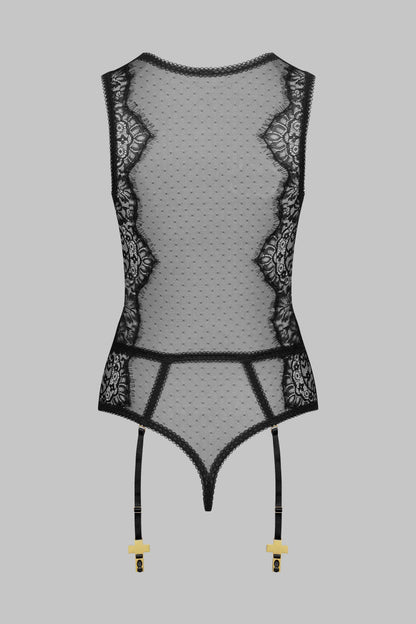 Thong Bodysuit with Cross Garter Straps - Inspiration Divine