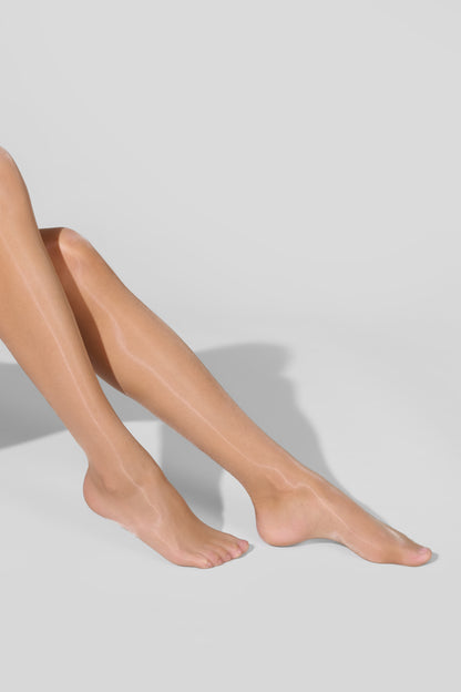 Glossy cut and curled stockings 20D - Caramel - LEGWEAR