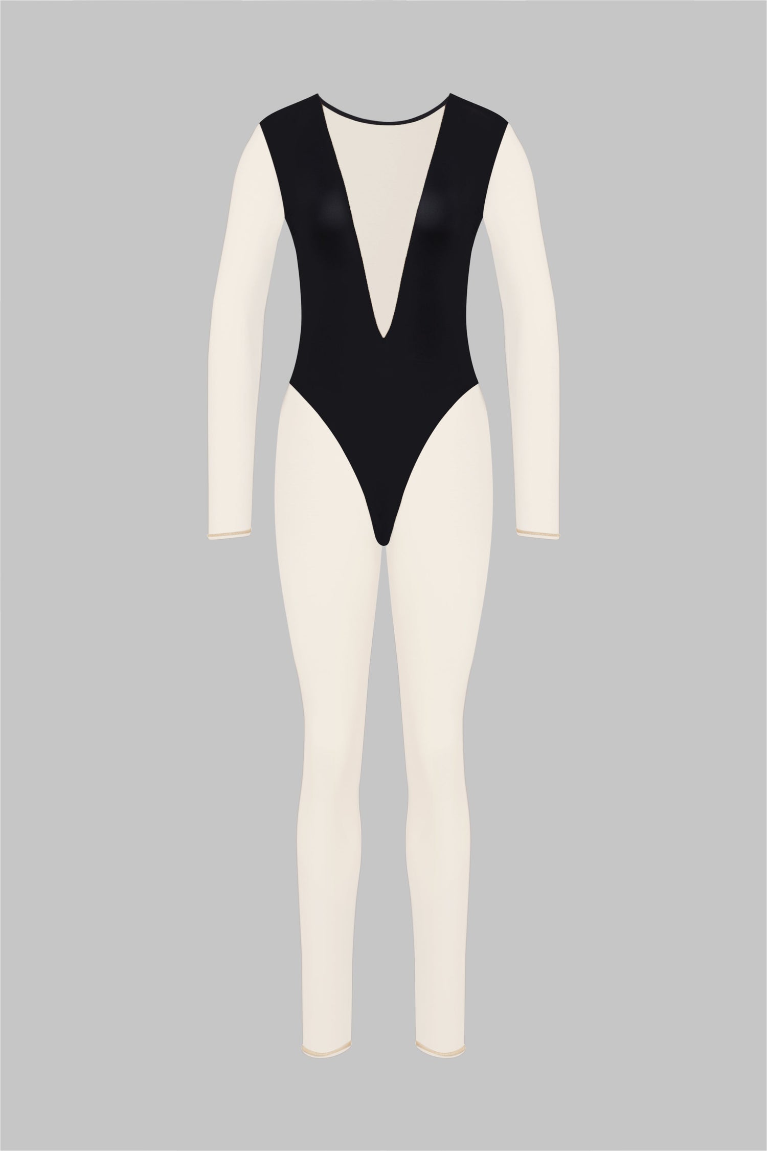 V-Neck Long Sleeve Catsuit - Pure Tentation