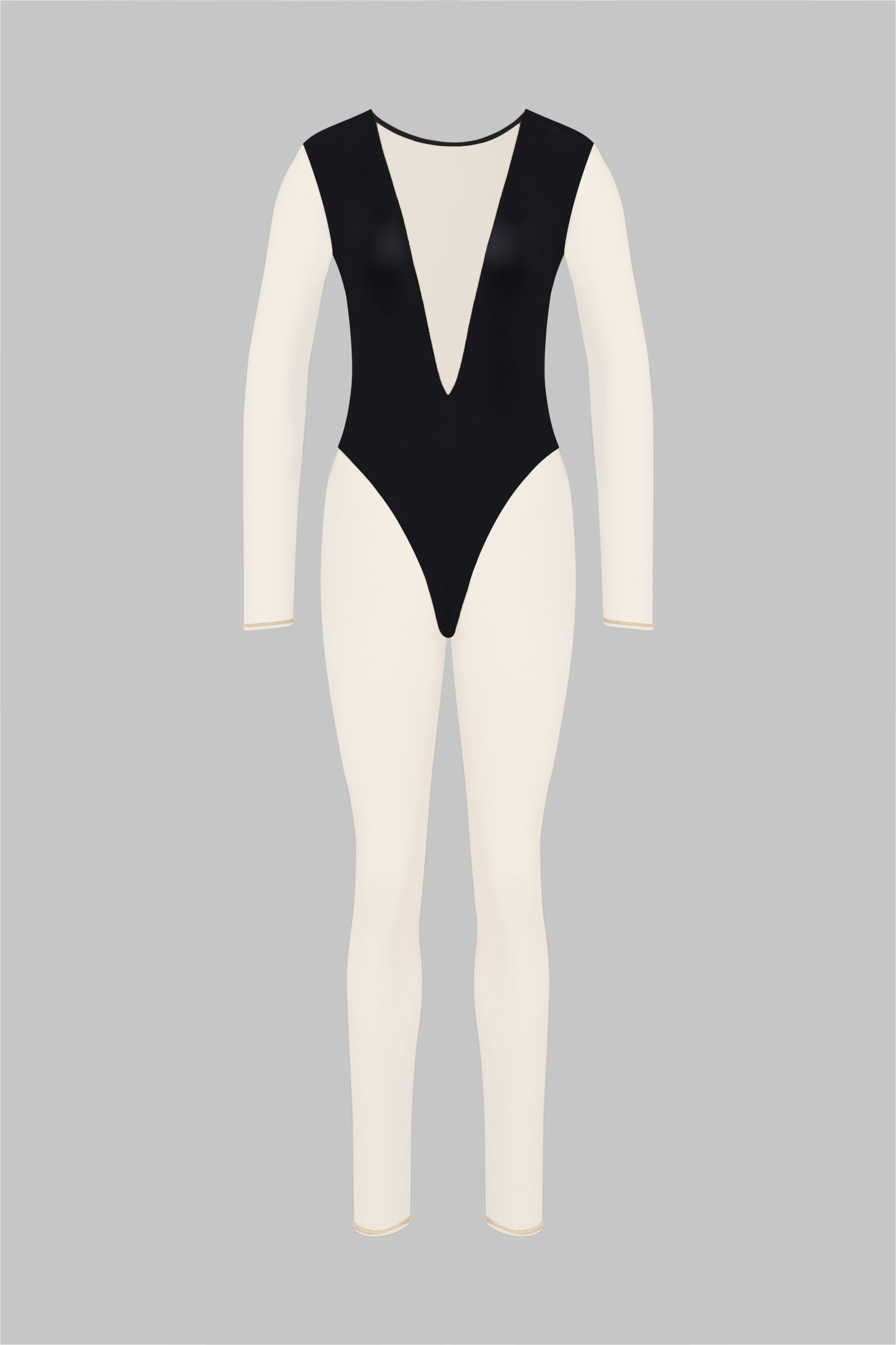 V-Neck Long Sleeve Catsuit - Pure Tentation