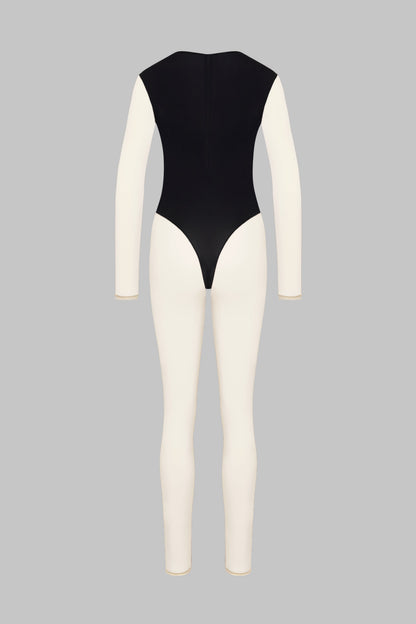 V-Neck Long Sleeve Catsuit - Pure Tentation