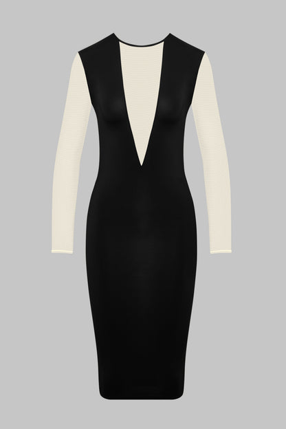 Midi Long Sleeve V-Neck Dress - Pure Tentation