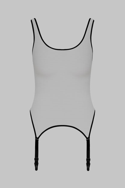 Strappy Bodysuit with Garters - Pure Tentation