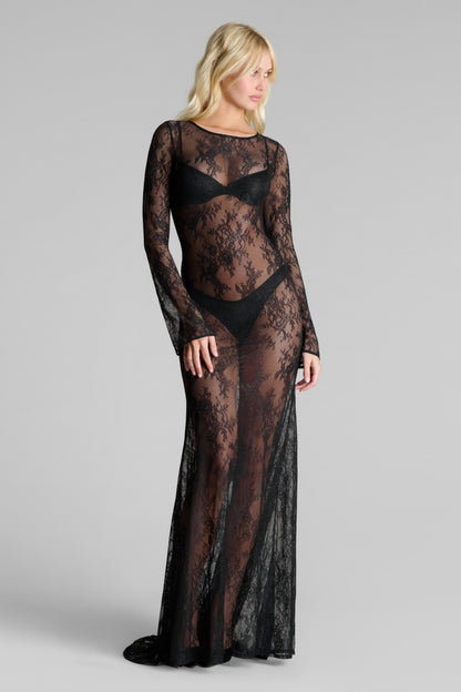 030 Long lace backless dress - Le Vestiaire
