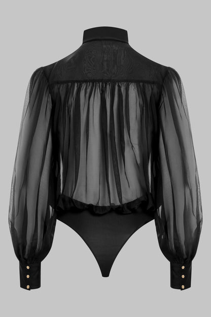 Tie-Neck Shirt Bodysuit - Inspiration Divine