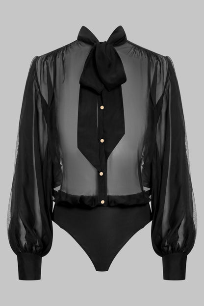Tie-Neck Shirt Bodysuit - Inspiration Divine