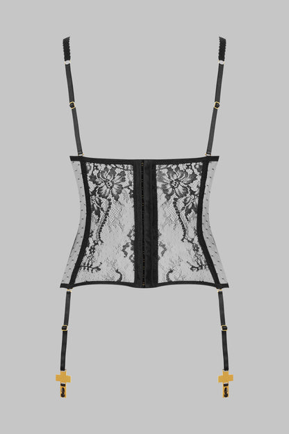 Lace Corset with Cross Garter Straps - Inspiration Divine