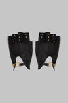 Studded leather mittens 