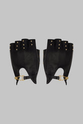Studded leather mittens 