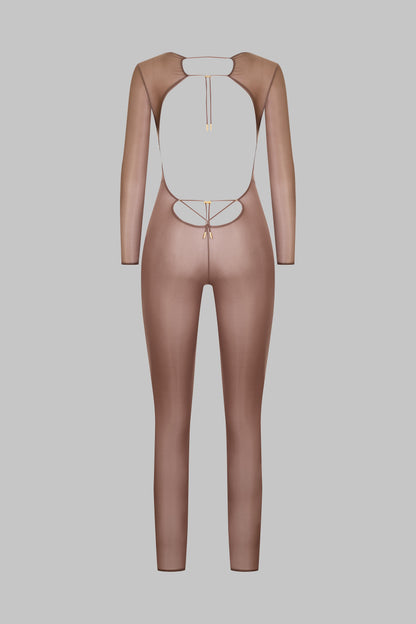 Open Back Long Sleeve Catsuit - French Kiss Light