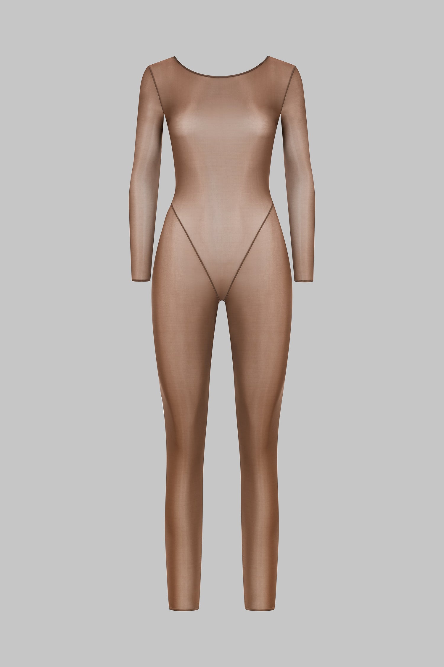Open Back Long Sleeve Catsuit - French Kiss Light