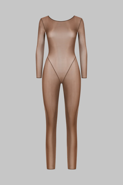 Open Back Long Sleeve Catsuit - French Kiss Light