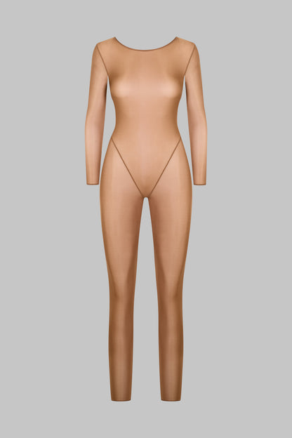 Open Back Long Sleeve Catsuit - French Kiss Light