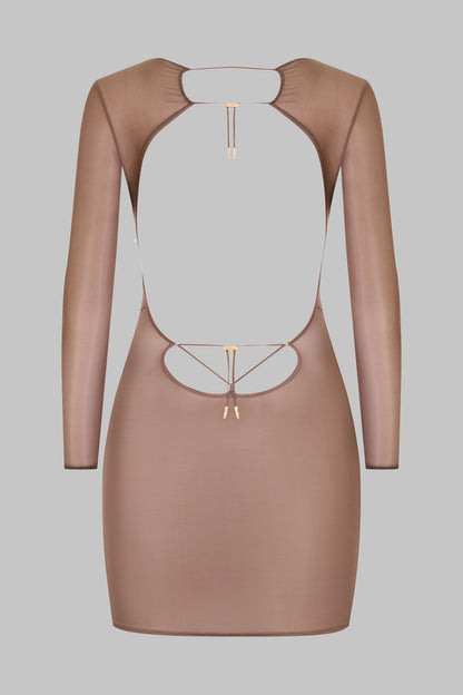 Short Open Back Long Sleeve Dress - French Kiss Light