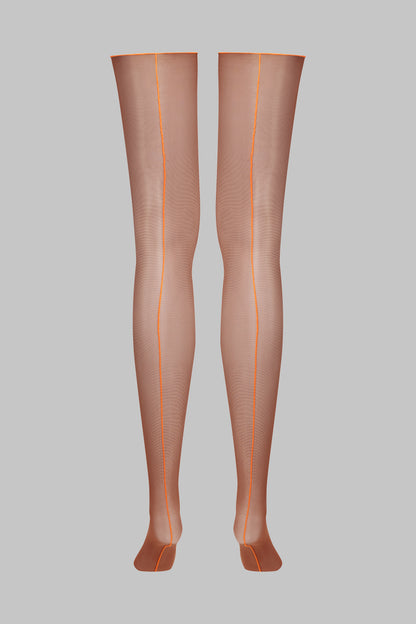 Cut and curled neon seamed stockings - 20D - LEGWEAR