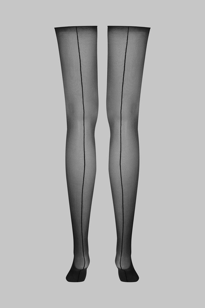 Cut and curled back seamed stockings - 20D - LEGWEAR
