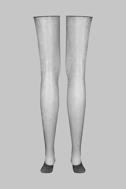 Lurex fishnet cut and curled stockings - LEGWEAR