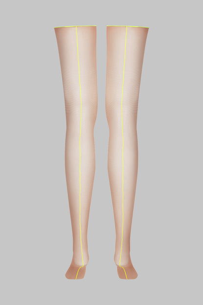 Cut and curled neon seamed stockings - 20D - LEGWEAR