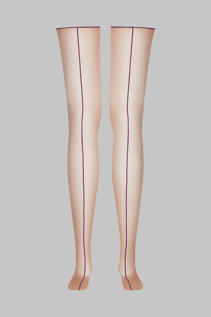 Cut and curled back seamed stockings - 20D - LEGWEAR