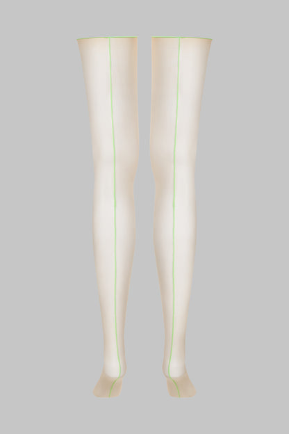 Cut and curled neon seamed stockings - 20D - LEGWEAR