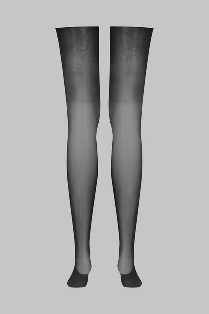 Glossy cut and curled stockings 20D - Black - LEGWEAR