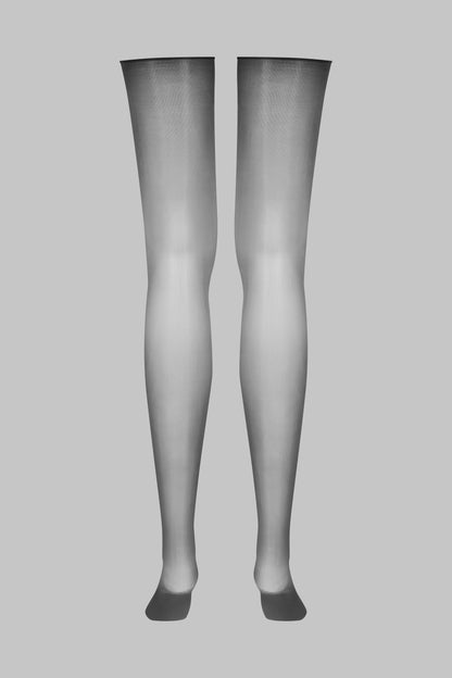 Glossy cut and curled stockings 20D - Smoky - LEGWEAR